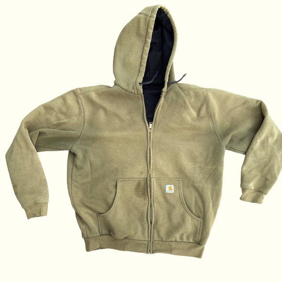 Carhartt Other - Carhartt Full Zip Hoodie Thermal Faded Green Sweatshirt Jacket J149 Size LT